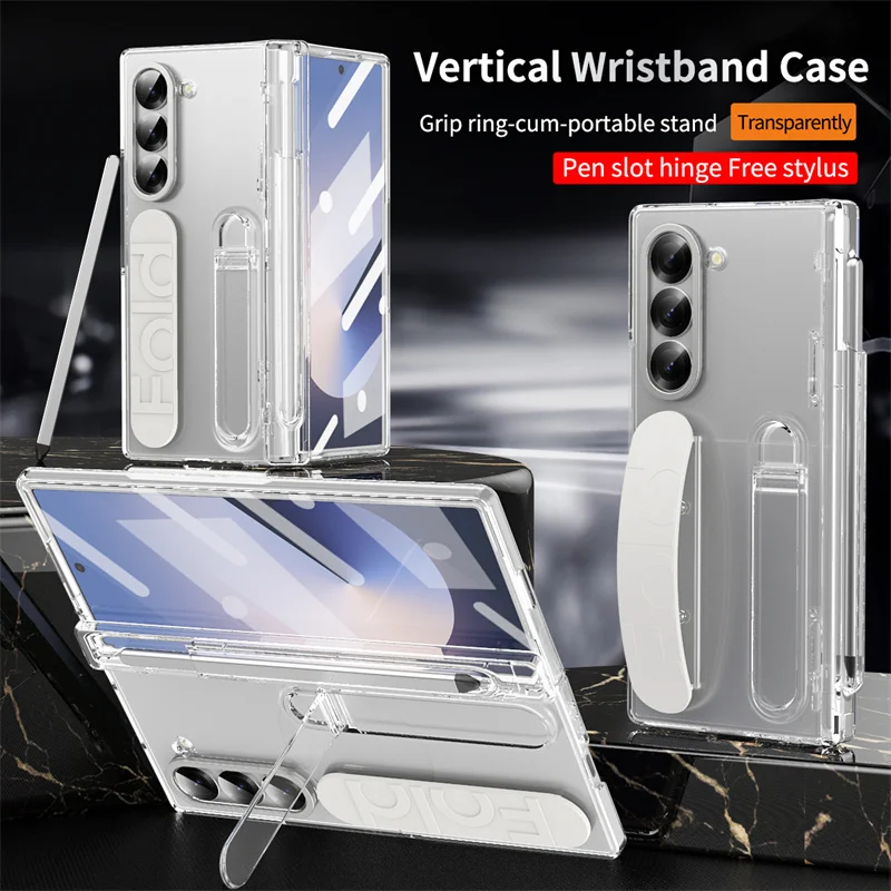 Screen Protector Film - Luxuriöse Handgelenkband-Halterung, Scharnier-Telefonhülle für Samsung Galaxy