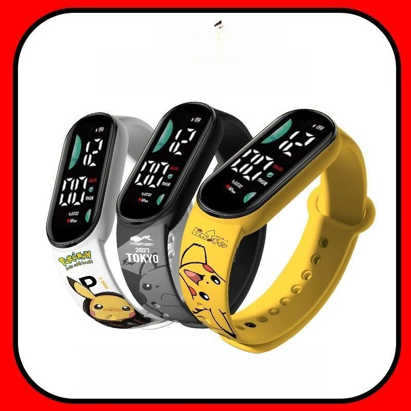 Accessories With Watch - Digitale Uhr mit Pokémon-Cartoon-Muster, leuchtende, wasserdichte