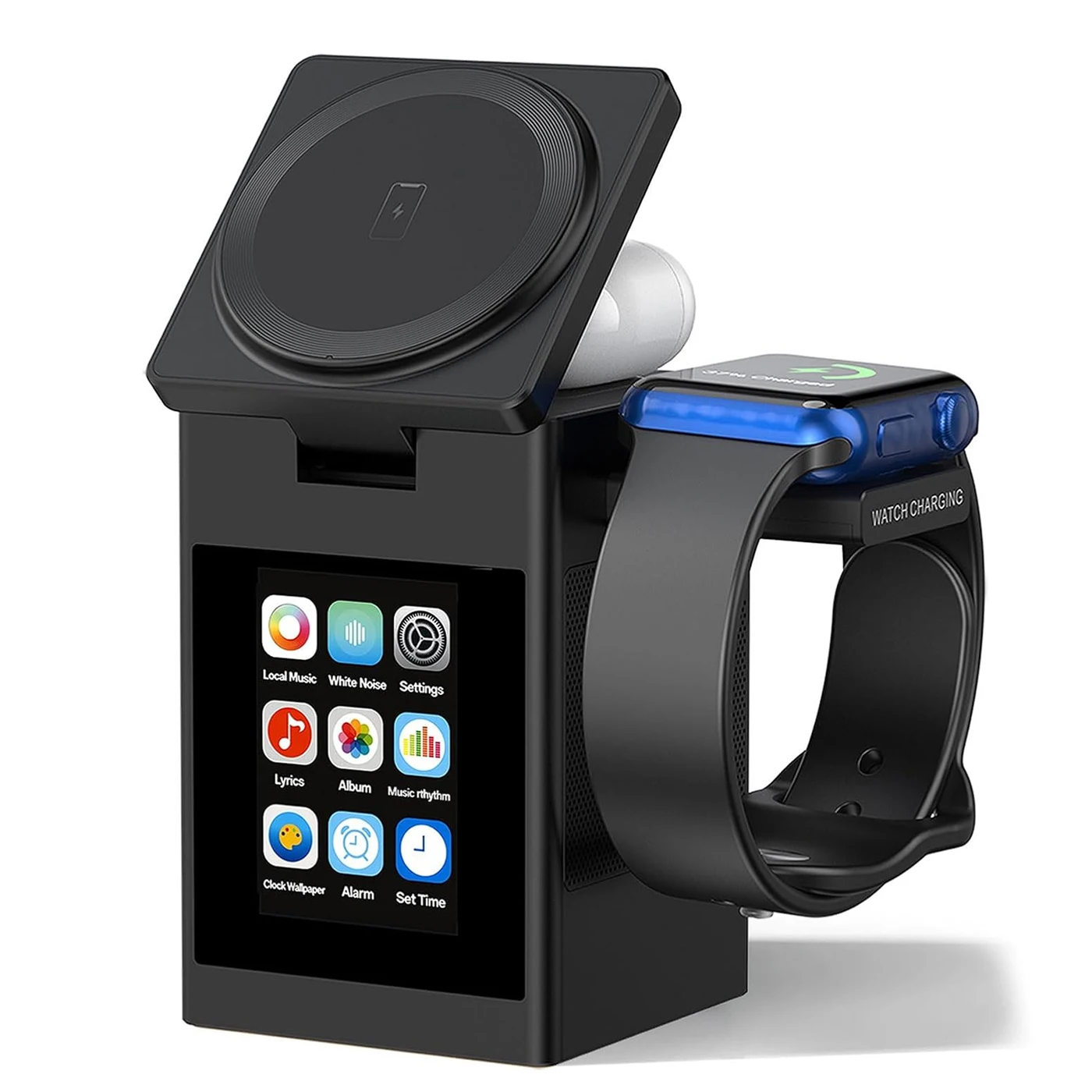 Smartwatch Icon - LED-Bildschirm, magnetisch, kabellos, Ladegerät, Ständer, Bluetooth-Lautsprecher,
