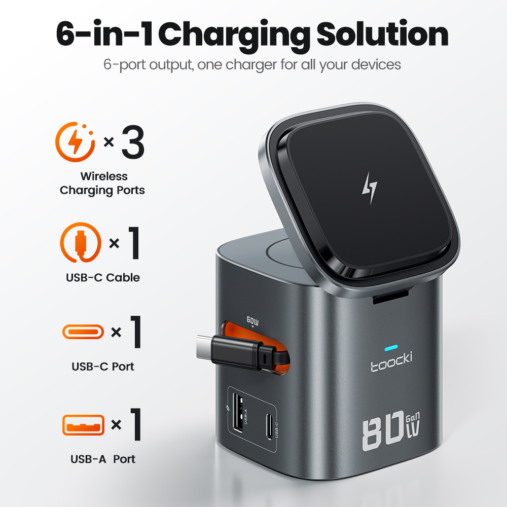 Toocki 80 W 6-in-1 GaN Ladesta – Wireless Charger Watch Bewertung und Preis